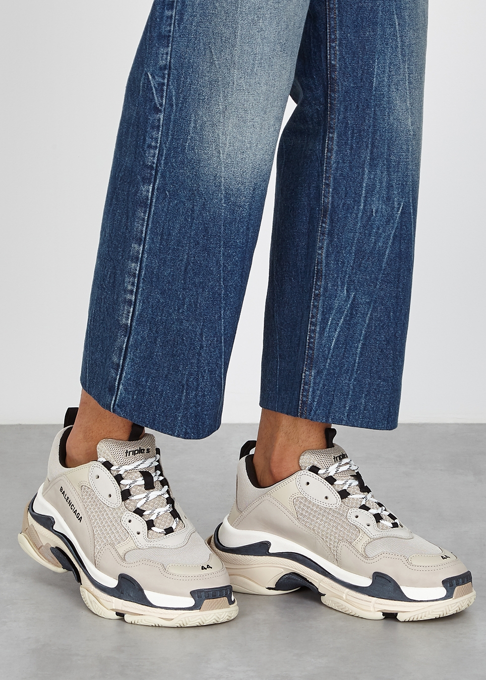 Balenciaga Triple S suede leather and mesh sneakers in